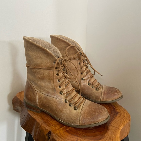 Leather lace up brown boot vintage look - Picture 3 of 6